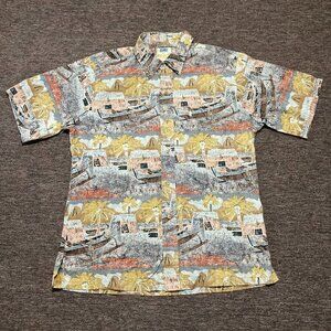 Kahala Hawaiian Shirt Men Large AVI Collection Floral Palm Button Up Handcrafted